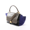CELINE Trapeze Leather x Suede 2Way Handbag in Brown x Navy Blue x Black Secondhand