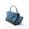 CELINE Trapeze Leather x Suede 2Way Handbag in Blue x Black Secondhand