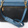 CELINE Trapeze Leather x Suede 2Way Handbag in Blue x Black Secondhand