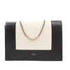 Celine Frame Evening Leather Chain Shoulder Bag in Black × White Secondhand