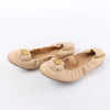Chanel Coco Mark Camelia Leather Ballet Flats in Beige G32912, Size 39.5 EU Secondhand
