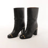 Chanel Coco Mark Leather Boots in Black x Gold G28737, Size 37C EU Secondhand