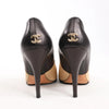 Chanel Coco Mark Leather Heels Beige x Black G26228, Size 40 EU Secondhand