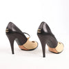 Chanel Coco Mark Leather Heels Beige x Black G26228, Size 40 EU Secondhand