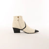 Chanel Coco Mark Leather & Patent Ankle Boots in Ivory x Black G38847, Size 37C EU Secondhand