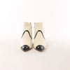 Chanel Coco Mark Leather & Patent Ankle Boots in Ivory x Black G38847, Size 37C EU Secondhand