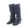 Chanel Suede x Patent Long Boots in Black x Navy G27002, Size 37 EU Secondhand