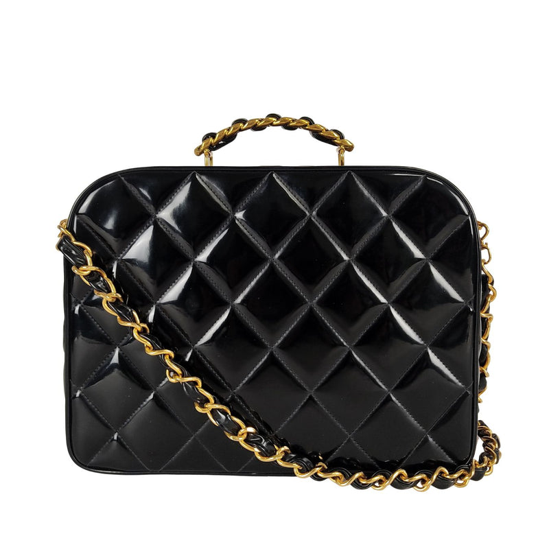 Chanel Vanity shoulder bag in patent matelassé leather