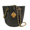 Chanel vintage shoulder bag in black quilted leather