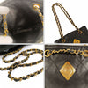 Chanel vintage shoulder bag in black quilted leather