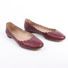 Chloe Leather Scalloped Ballet Flats in Burgundy, Size 38 Secondhand