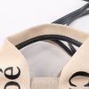 Chloé Woody Small Canvas & Leather 2Way Handbag in Beige x Black Secondhand