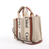 Chloé Woody Small Canvas & Leather 2Way Handbag in Beige x Brown Secondhand