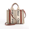 Chloé Woody Small Canvas & Leather 2Way Handbag in Beige x Brown Secondhand