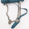 Dior Caro Leather Chain Shoulder Bag in Blue Secondhand
