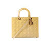 Dior Lady Dior Patent Leather Cannage Large 2Way Handbag in Yellow Secondhand