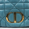 Dior Caro Macrocannage Leather Chain Shoulder Bag in Blue Secondhand
