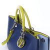 Dior Diorissimo Leather Large 2Way Handbag in Navy Blue x Yellow Secondhand