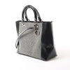 Dior Lady Dior Canvas x Patent Leather 2Way Handbag in Black x White Secondhand