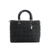 Dior Lady Dior Large Denim Cannage Large Handbag in Black Secondhand