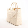 Dior Lady Dior Leather Cannage Large Handbag in Beige Secondhand