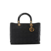 Dior Lady Dior Large Cannage Nylon x Patent Leather 2Way Handbag in Black Secondhand