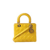 Dior Lady Dior Cannage Leather 2Way Handbag in Yellow Secondhand