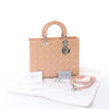 Dior Lady Dior Large Cannage Patnet Leather 2Way Handbag in Beige Secondhand