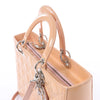 Dior Lady Dior Large Cannage Patnet Leather 2Way Handbag in Beige Secondhand