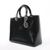 Dior Lady Dior Large Patent Leather 2Way Handbag in Black Secondhand
