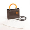 Dior Lady Dior Cannage Nylon x Leather 2Way Handbag in Brown Secondhand
