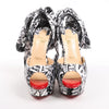 Christian Louboutin ERSEY VAMP 150 Satin Heels in White Jwall Graphic, Size 36 EU Secondhand