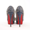 Christian Louboutin Lady Peep 150 Denim Spike Studs Open-toe Heels in Blue, Size 36.5 EU Secondhand