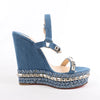 Christian Louboutin Katacrow Denim Wedge Sole Sandals in Blue, Size 38 EU Secondhand