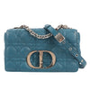 Dior Caro Leather Chain Shoulder Bag in Blue Secondhand