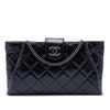 Chanel Quilted Glazed Calfskin Coco Pleats Chain Clutch Secondhand