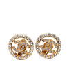 Chanel CC Gold Plated Strass Round Clip On Earrings Secondhand