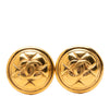 Chanel Gold Plated CC Quilted Round Clip On Earrings Secondhand