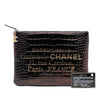 Chanel Medium Croc Embossed Calfskin Mademoiselle Gabrielle Signature Pouch Secondhand