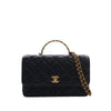 Chanel CC Quilted Lambskin Metal Twist Top Handle Flap Secondhand