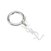 Saint Laurent Silver Plated Rhinestones Logo Keychain Secondhand