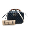 Gucci Small GG Marmont Matelasse Diagonal Calfskin Torchon Bamboo Satchel Secondhand