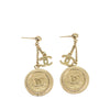 Chanel Gold Plated CC Dangling Push Back Earrings Secondhand