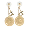 Chanel Gold Plated CC Dangling Push Back Earrings Secondhand