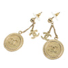 Chanel Gold Plated CC Dangling Push Back Earrings Secondhand