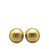 Chanel Gold Plated CC Round Clip On Earrings Secondhand