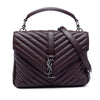Saint Laurent Medium Chevron Sheepskin Monogram College Satchel Secondhand