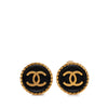 Chanel CC Gold Plated and Enamel Round Clip On Earrings Secondhand