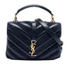 Saint Laurent Medium Calfskin and Suede Chevron Monogram College Satchel Secondhand