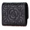 Chanel CC Embossed Goatskin Camellia Trifold Compact Wallet Secondhand